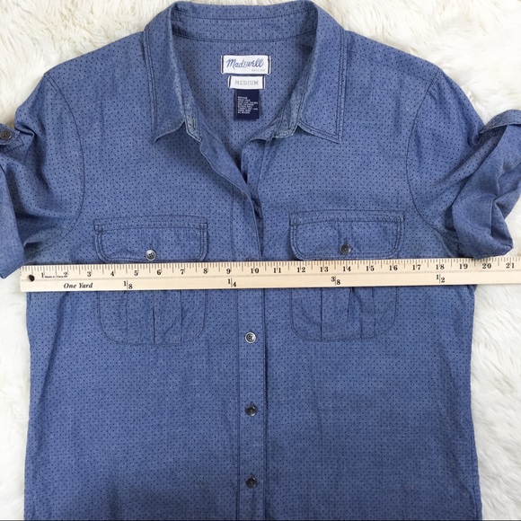 Madewell Chambray Button Down Shirt Short Sleeve M - Picture 5 of 5